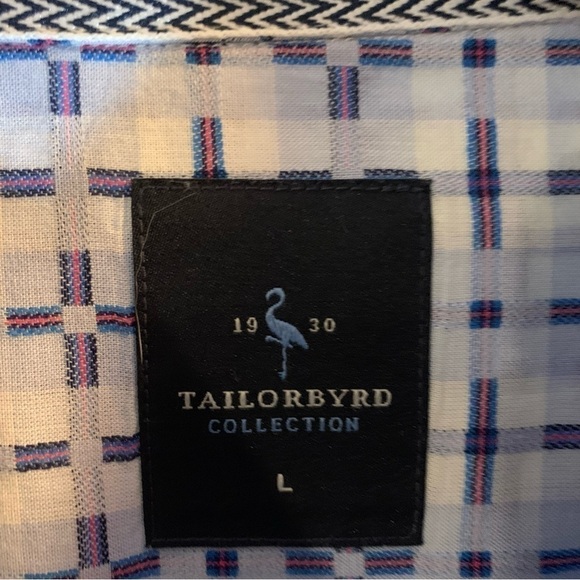 Men’s Long Sleeve Button Down Dress ShirtBlue/White Geometric Pattern Tailorbyrd - Picture 5 of 5